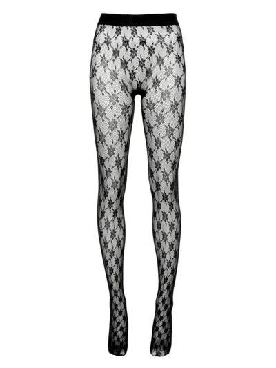 Wolford Floral-lace Tights In Black