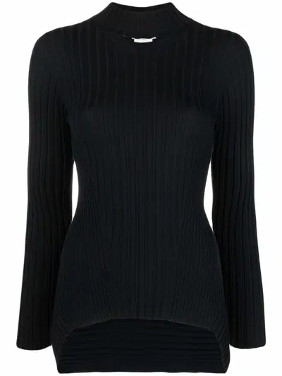 Wolford Cashmere Ribbed Turtleneck Sweater In Black