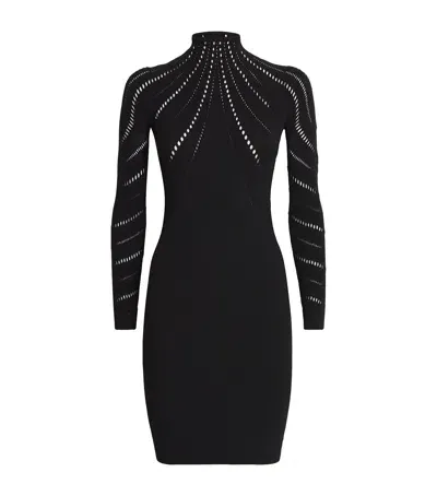 Wolford Long-sleeve Pinhole Mini Dress In Black