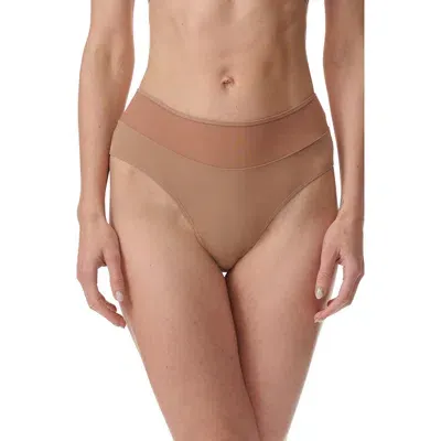 Wolford Mesh Panel Briefs In Macchiato