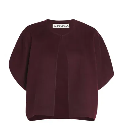 Wolk Morais Cashmere Cocoon Cape In Burgundy