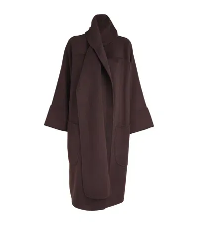 Wolk Morais Cashmere Cunardier High Neck Coat In Brown