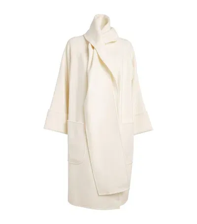 Wolk Morais Cashmere Cunardier High Neck Coat In Ivory