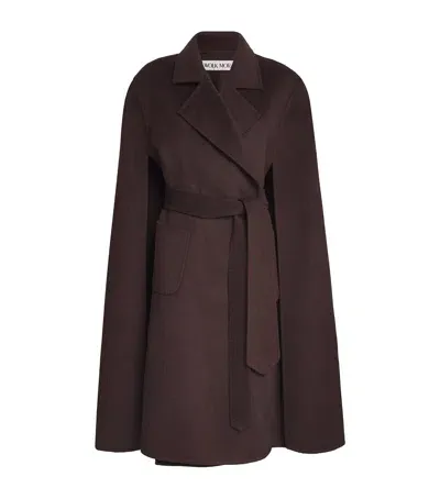 Wolk Morais Cashmere On Set Cape Coat In Brown