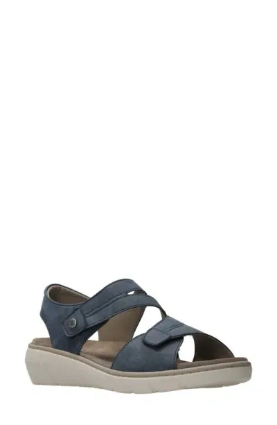 Wolky Ikaria Ankle Strap Platform Wedge Sandal In Blue