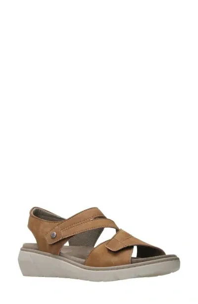 Wolky Ikaria Ankle Strap Platform Wedge Sandal In Tan Biocare