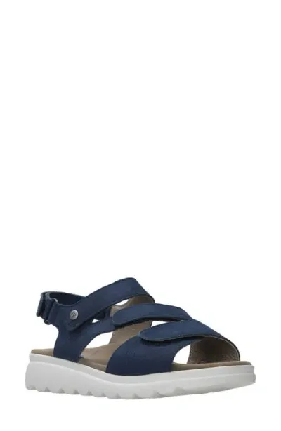 Wolky Yard Slingback Platform Wedge Sandal In Blue