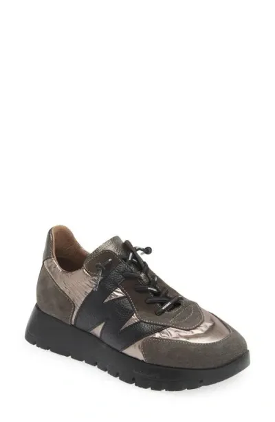 Wonders Oslo Pewter Metallic Suede & Nylon Trainers In Pewter Suede