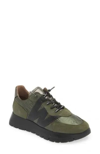 Wonders Oslo Khaki Metallic Suede & Nylon Trainers In Khaki Suede