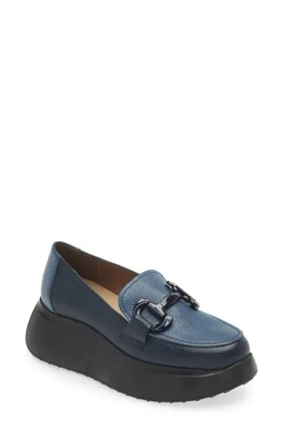 Wonders Platform Loafer In Navy/blue Combo