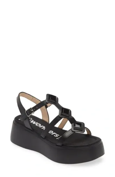 Wonders Platform Sandal In Iseo Black