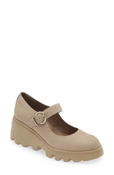 Wonders Wedge Mary Jane In Taupe Nubuck