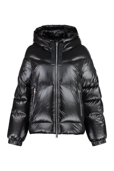 Woolrich Aliquippa Hooded Nylon Down Jacket In Black