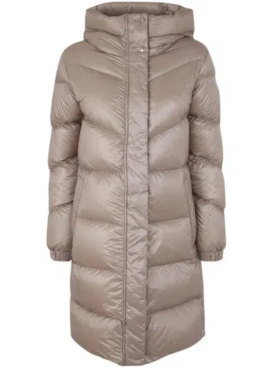 Woolrich Aliquippa Mid-length Puffer Jacket In Beige