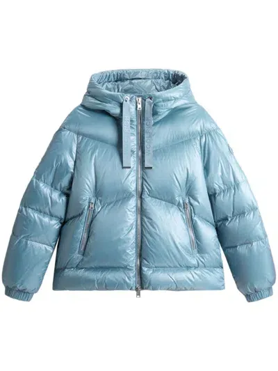 Woolrich Aliquippa Short Puffer Jacket In Light Blue