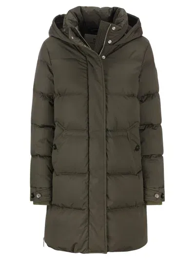 Woolrich Alsea Hooded Down Jacket In Verde