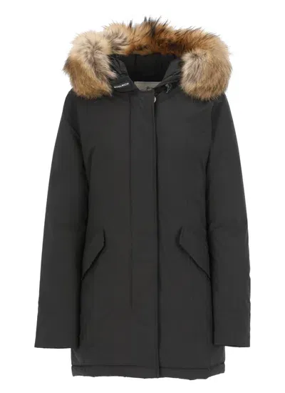 Woolrich Artic Raccoon Parka Jacket In Blk Black