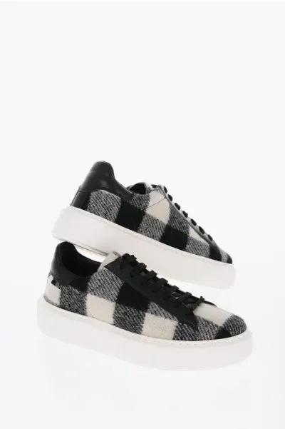 Woolrich Buffalo Checked Virgin Wool And Leather All Around Low-top S In Black