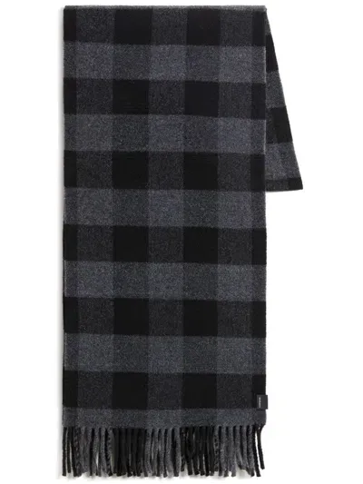 Woolrich Check-pattern Fringed Edge Scarf In 灰色