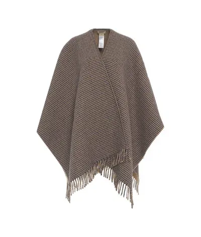 Woolrich Check-patterned Fringed Cape In Brown