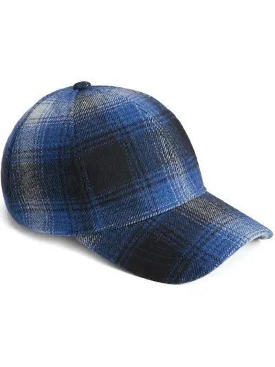 Woolrich Checked Baseball Cap In Blue