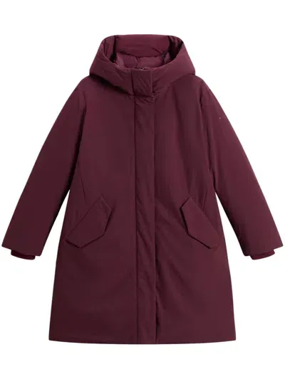 Woolrich Cocoon Hoodie Parka Coat In Lilac