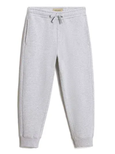 Woolrich Kids' Cotton Fleece Track Pants In Grey