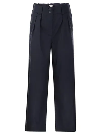 Woolrich Cotton Pleated Trousers In Melton Blue