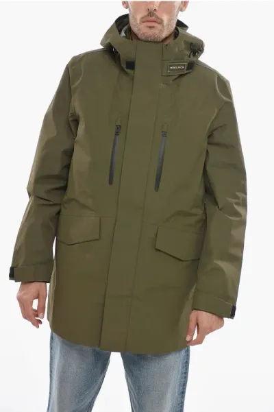 Woolrich Down Jacket 3in1 With Removable Inner And Hidden Closure In Green