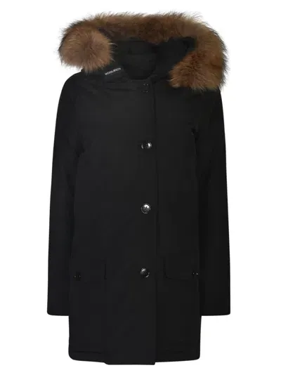 Woolrich Furred Parka In Nero