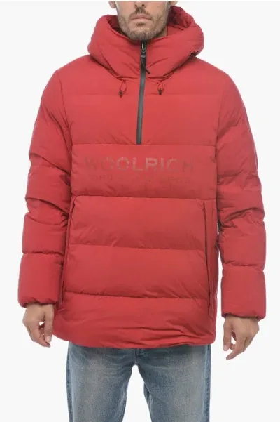 Woolrich Half-zipped Comfort Down Jacket In Red