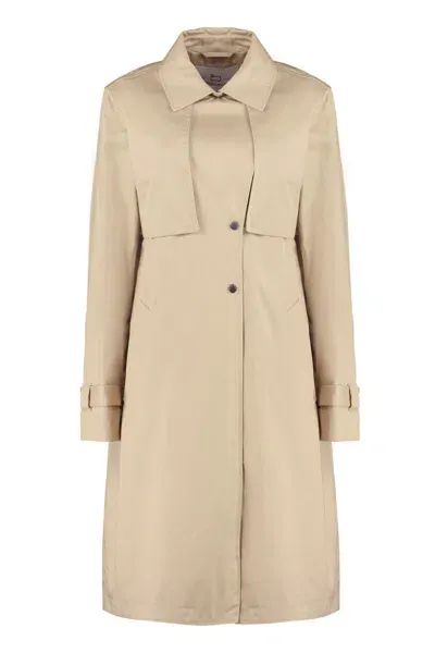 Woolrich Havice Cotton Trench Coat In Beige