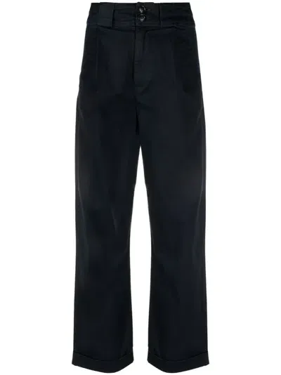 Woolrich High-waisted Wide-leg Trousers In Blue