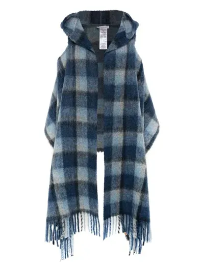 Woolrich Hooded Cape Scarf In Blue