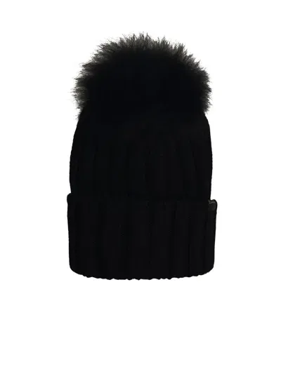 Woolrich John Rich & Bros 'pon Pon' Black Virgin Wool Beanie