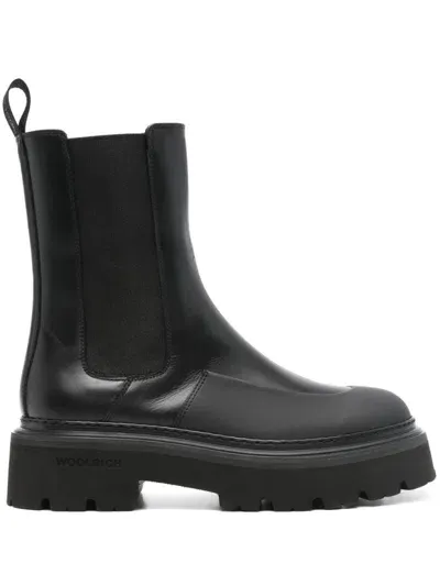 Woolrich Leather Chelsea Boots In Black