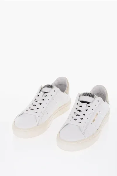 Woolrich Leather W's All Around Low Top Sneakers With Contrasting Det In White