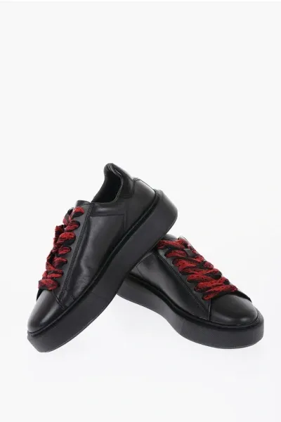 Woolrich Leather W's All Around Low Top Sneakers With Contrasting Str In Multi