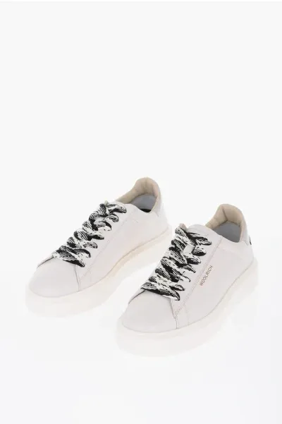 Woolrich Leather W's All Around Low Top Sneakers With Contrasting Str In White