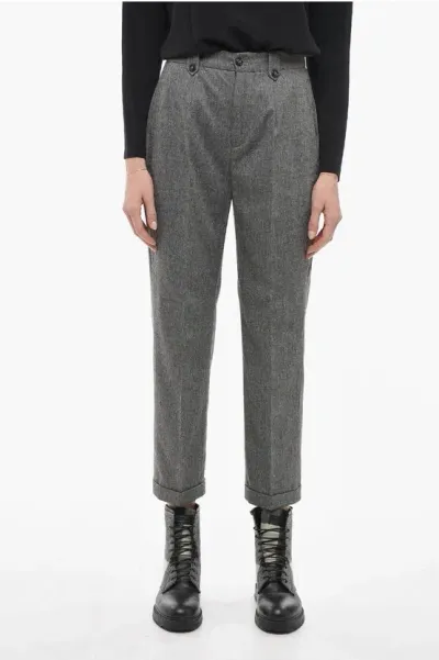 Woolrich Light Wool Pants With Pleats In Gray