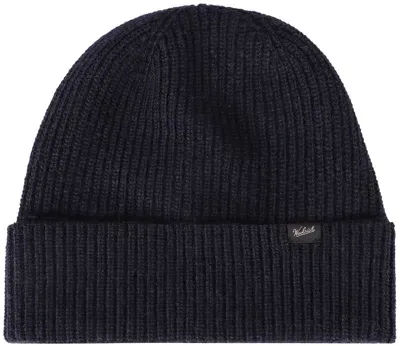 Woolrich Logo Patch Knitted Beanie In Blue