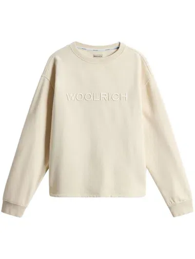 Woolrich Logo Sweater In Neutrals