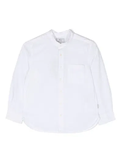 Woolrich Long-sleeve Cotton-blend Shirt In Weiss