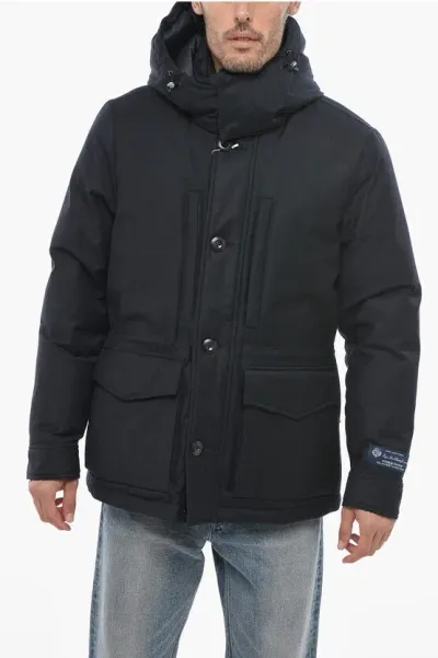 Woolrich Loro Piana Virgin Wool Mountain Down Jacket With Removable H In Black