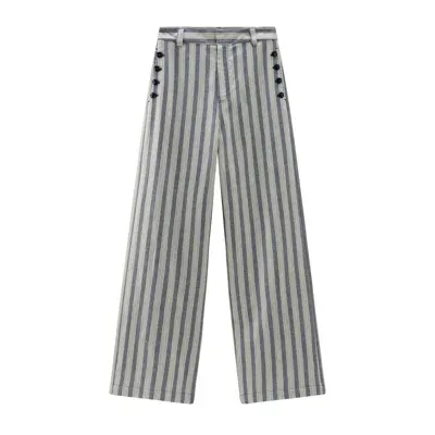 Woolrich Marine Pant In Melton Blue Stripe