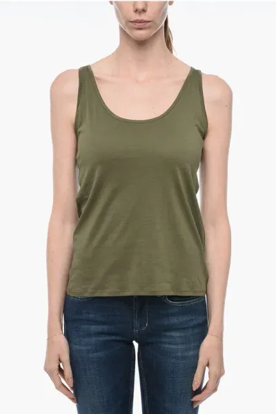 Woolrich Monochrome Cotton Tank Top In Green