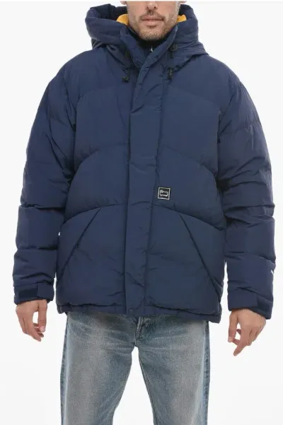 Woolrich Nylon Greylock Down Jacket With Touch Strap Closure In Blue