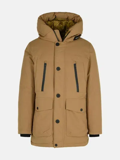 Woolrich 'poly Twill' Green Polyester Parka In Brown