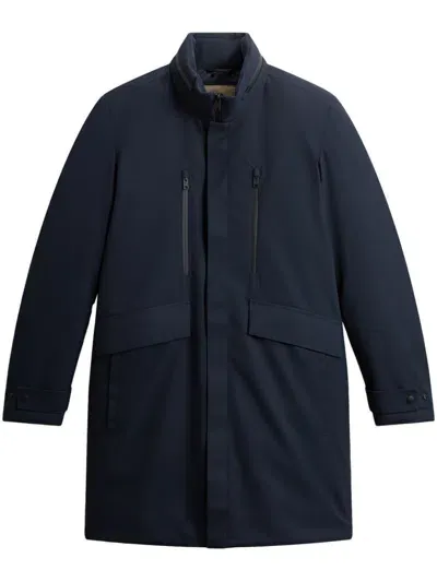 Woolrich Poly Twill Raincoat In Blue