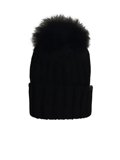 Woolrich 'pon Pon' Black Virgin Wool Beanie